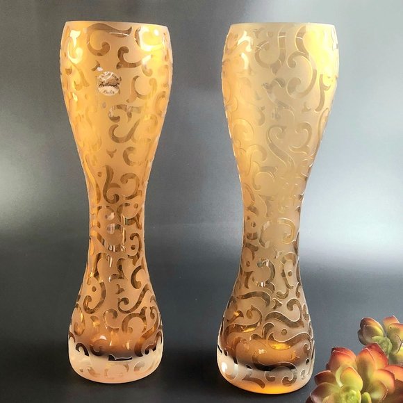 Vintage Art Land Handblown Colored Large Vases - Set of 2 - 13" Tall